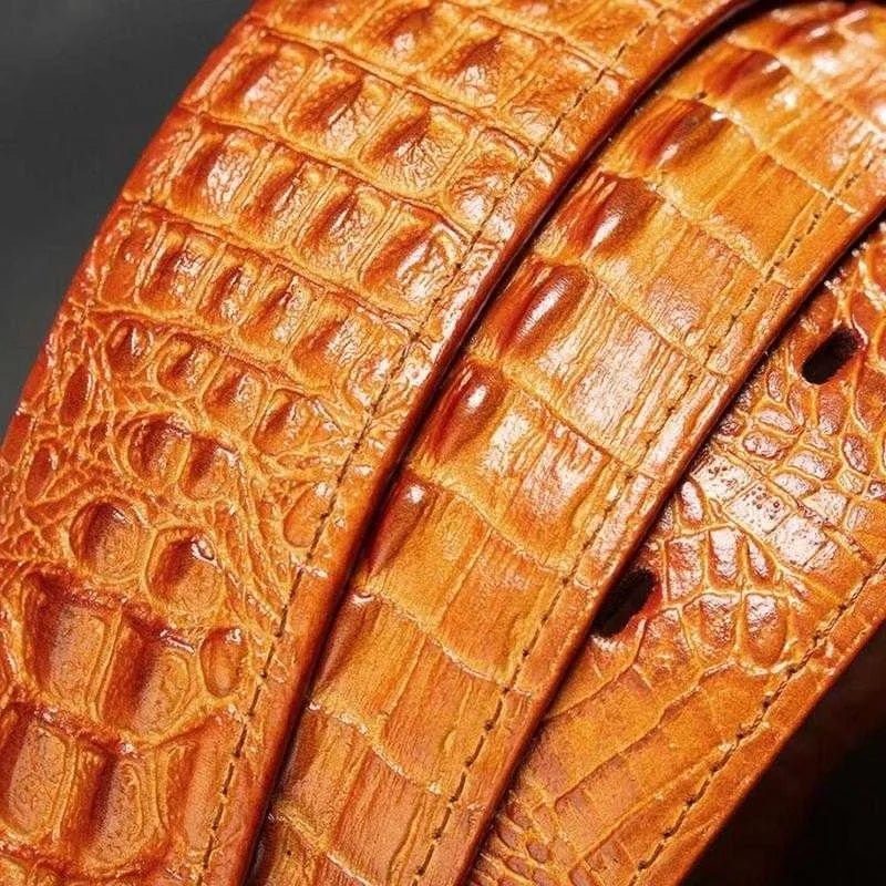 Bælter Til Mænd Med Eksotisk Alligator-print I Læder - Orange