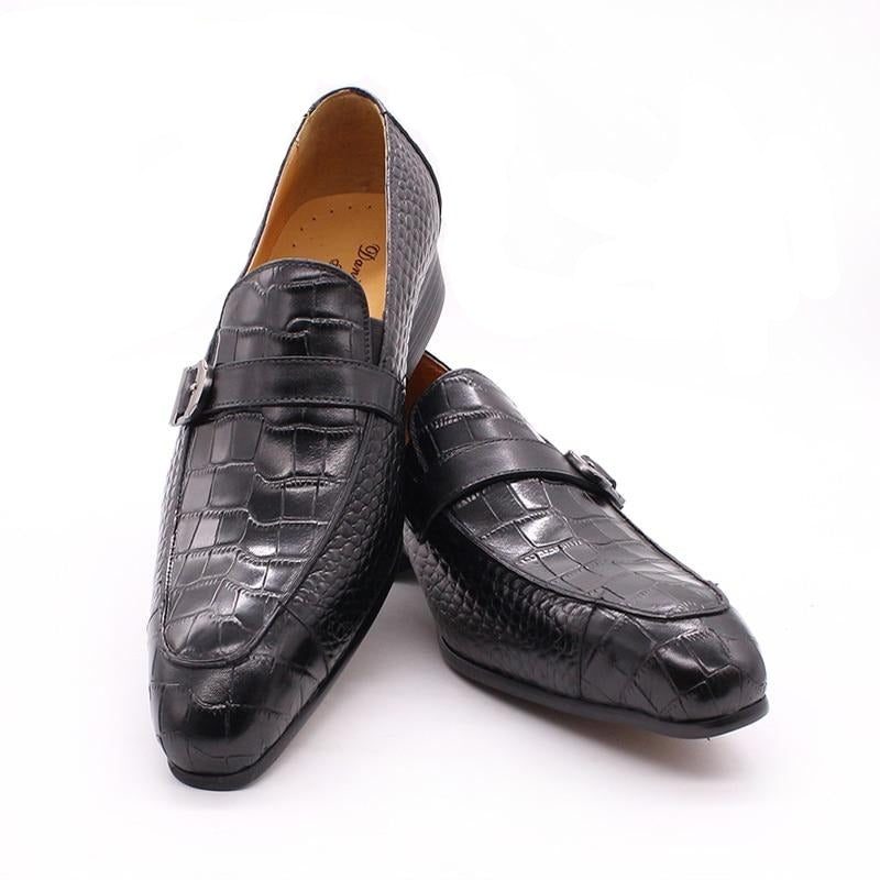 Formelle Sko Herre Luksus Crocprint Spænde Slip-on Læder Loafers - Sort