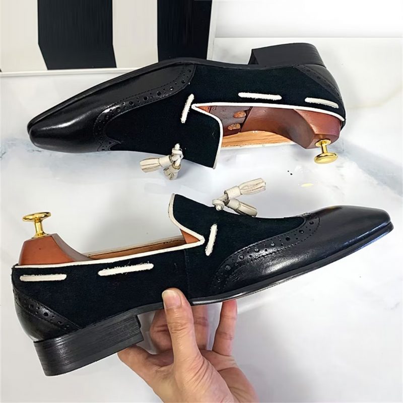 Formelle Sko Til Mænd Prestige Loafers Med Spids Tå I Ægte Læder - Sort
