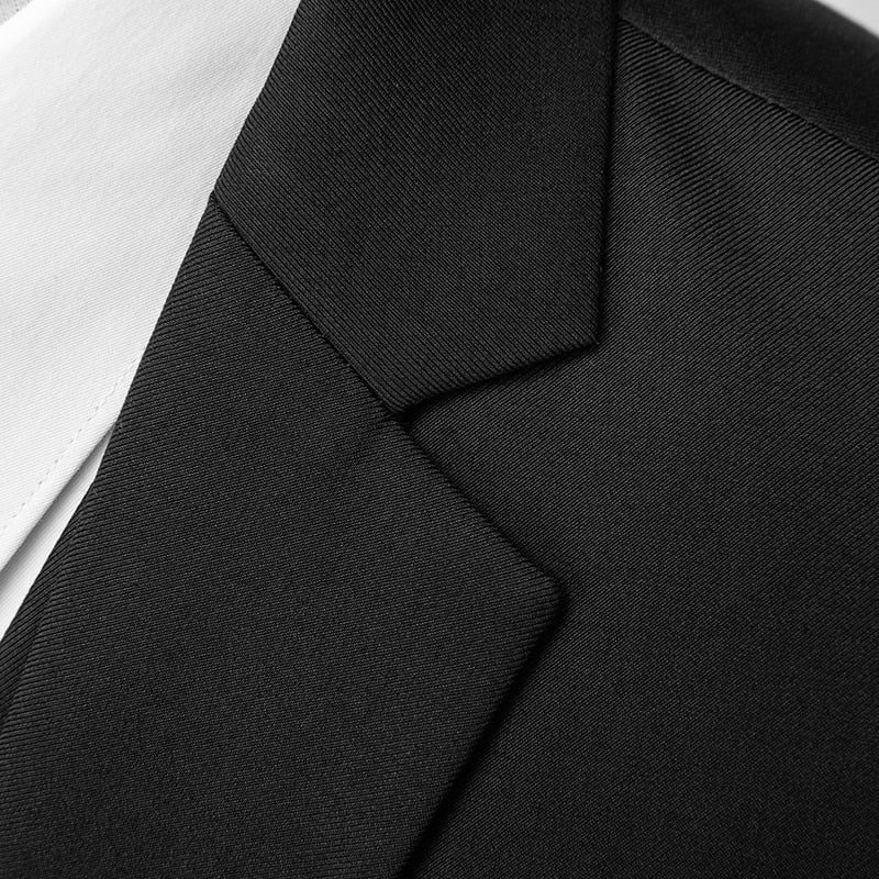 Herredragter Acetat Blazer Bukser Sæt - Sort
